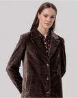 Cappotto lungo in velluto con revers Cioccolato - cod. 566BARO422_84 - SURKANA