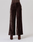 Pantalone ampio in velluto a vita alta Cioccolato - cod. 566BARO523_84 - SURKANA