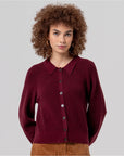 Cardigan in maglia con collo a camicia Bordeaux - cod. 566BAZY333-41 - SURKANA