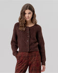 Cardigan girocollo con trecce Cioccolato - cod. 566SANI333_84 - SURKANA