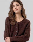 Cardigan girocollo con trecce Cioccolato - cod. 566SANI333_84 - SURKANA
