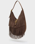 BORSA MONTANA A SPALLA CON FRANGE - MARRONE - NALI'