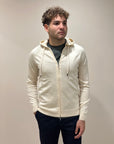 FELPA FULL ZIP CON CAPPUCCIO IN MISTO LANA OFF WHITE - OUTFIT ITALY