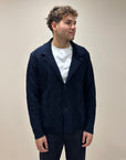 CARDIGAN GIACCA IN MAGLIA TRAMATA DI MISTO LANA BLU NAVY - OUTFIT ITALY