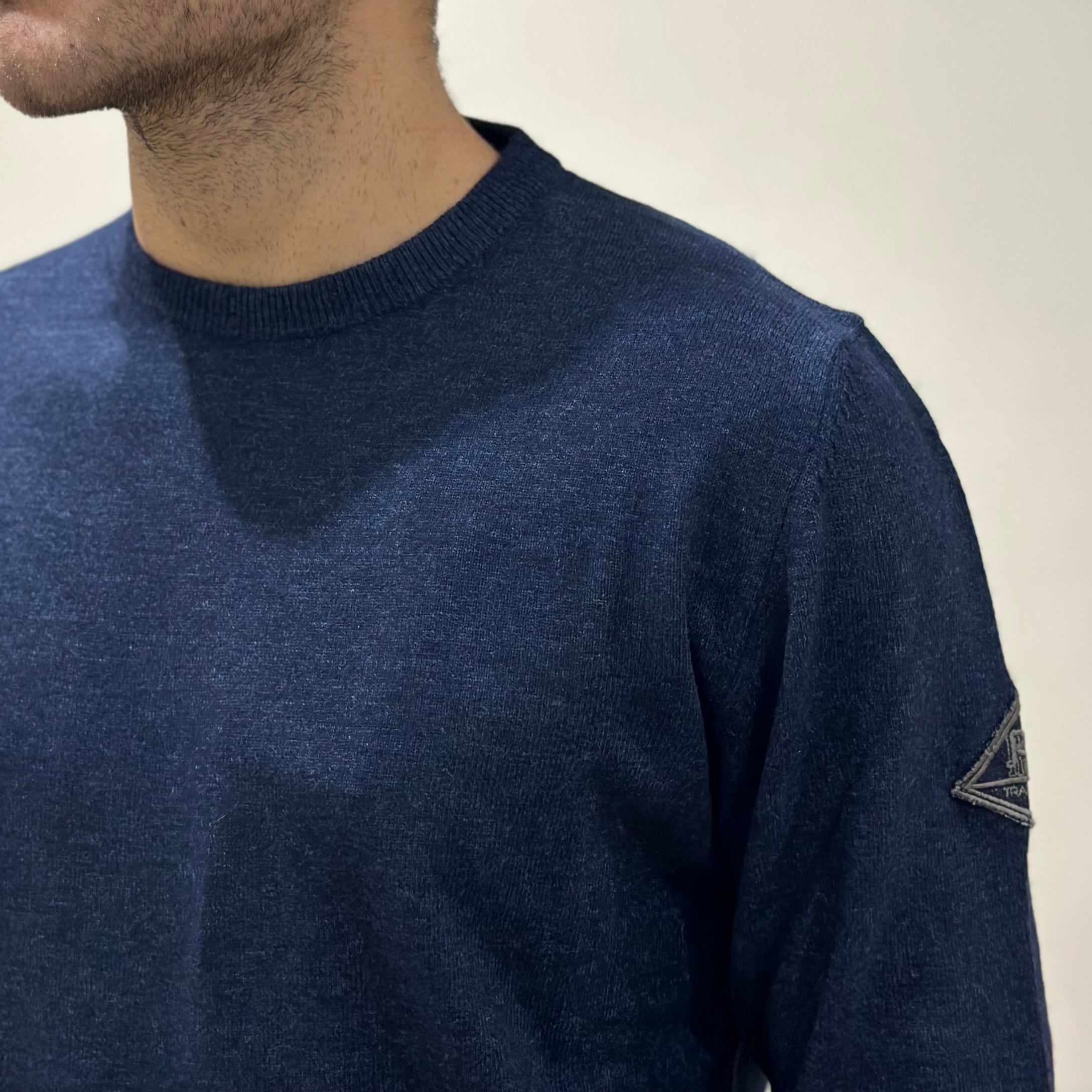 FW25 ROY ROGER'S MAGLIONE GIROCOLLO IN LANA E CASHMERE FINEZZA 12 DENIM - Marcello Fontana Shop