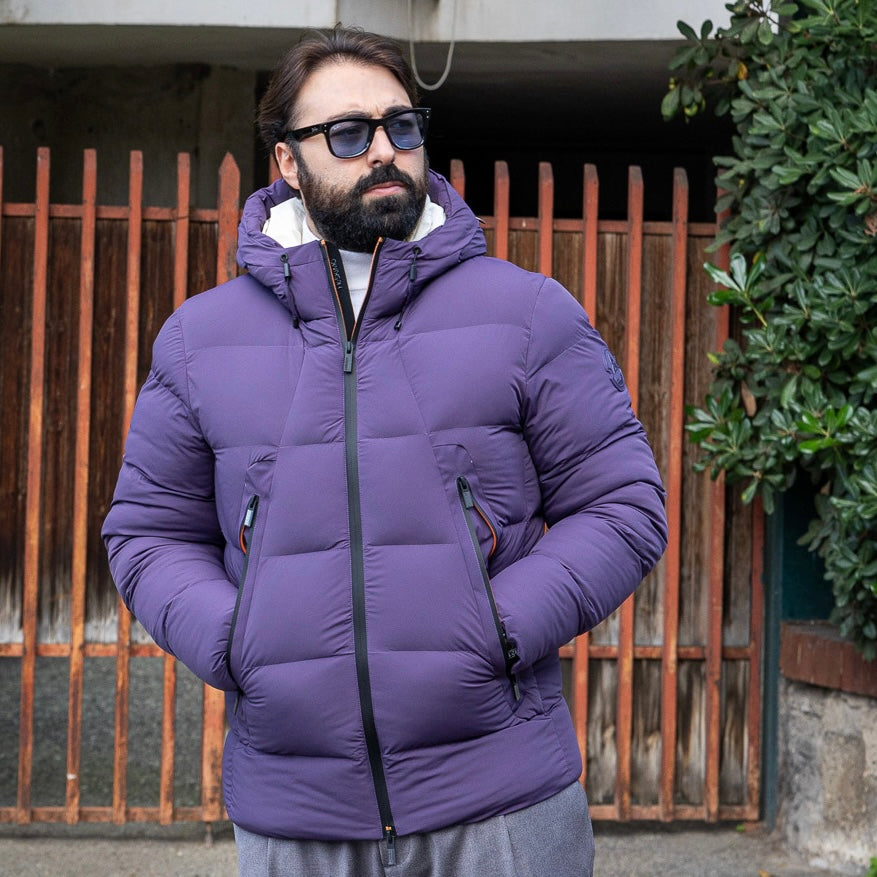 HESKIMO piumino air-short bistretch real down - Viola - Marcello Fontana Shop