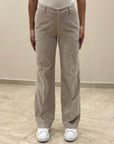 FW25 TELERIA ZED PANTALONE ELLE IN VELLUTO BEIGE - Marcello Fontana Shop
