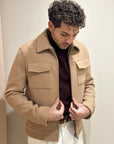 FW25 MANUEL RITZ GIUBBINO PANNO IN MISTO LANA BEIGE