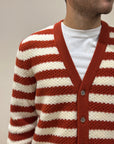 FW25 GALLIA CARDIGAN SHON - ARANCIO BRUCIATO / BIANCO CREMA
