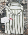 MANUEL RITZ CAMICIA IN LINO/COTONE RIGA VERDE