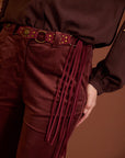 Pantaloni in velluto a coste plissettati cod. WM99P11MNE - Bordeaux - Meisie