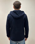 FW25 MANUEL RITZ GIUBBINO CON CAPPUCCIO PANNO IN MISTO LANA BLU - Marcello Fontana Shop