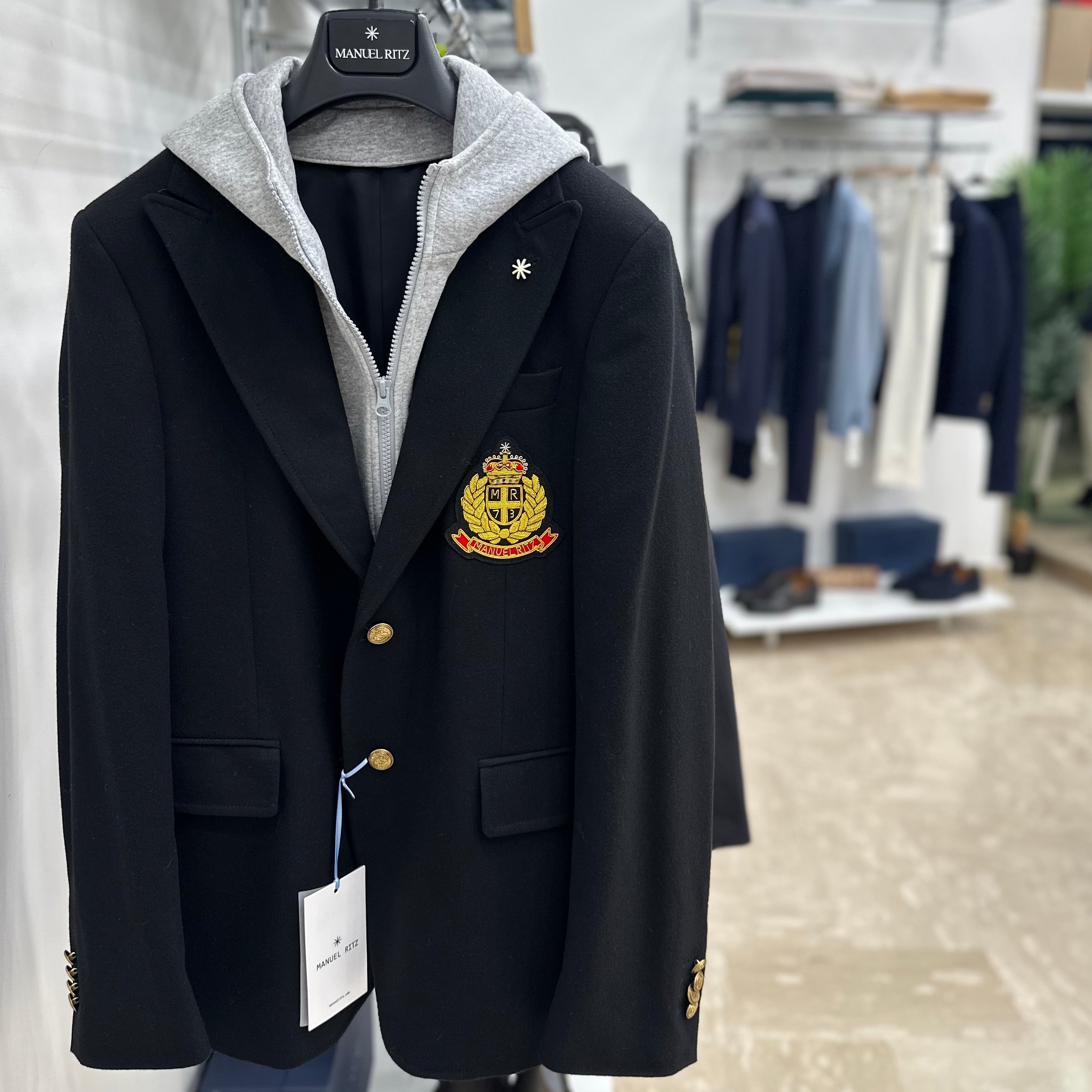 MANUEL RITZ GIACCA MONOPETTO IN MISTO LANA CON CAPPUCCIO RIMOVIBILE - Marcello Fontana Shop
