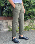 VANDOM PANTALONE GABRIEL IN POPELINE VERDE MILITARE