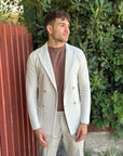 Manuel Ritz giacca maglia doppiopetto resca in cotone bianco - Marcello Fontana Shop