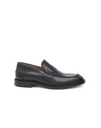 ROSSI Mocassino college in vitello spazzolato sfoderato nero con fondo cuoio antiscivolo - Marcello Fontana Shop