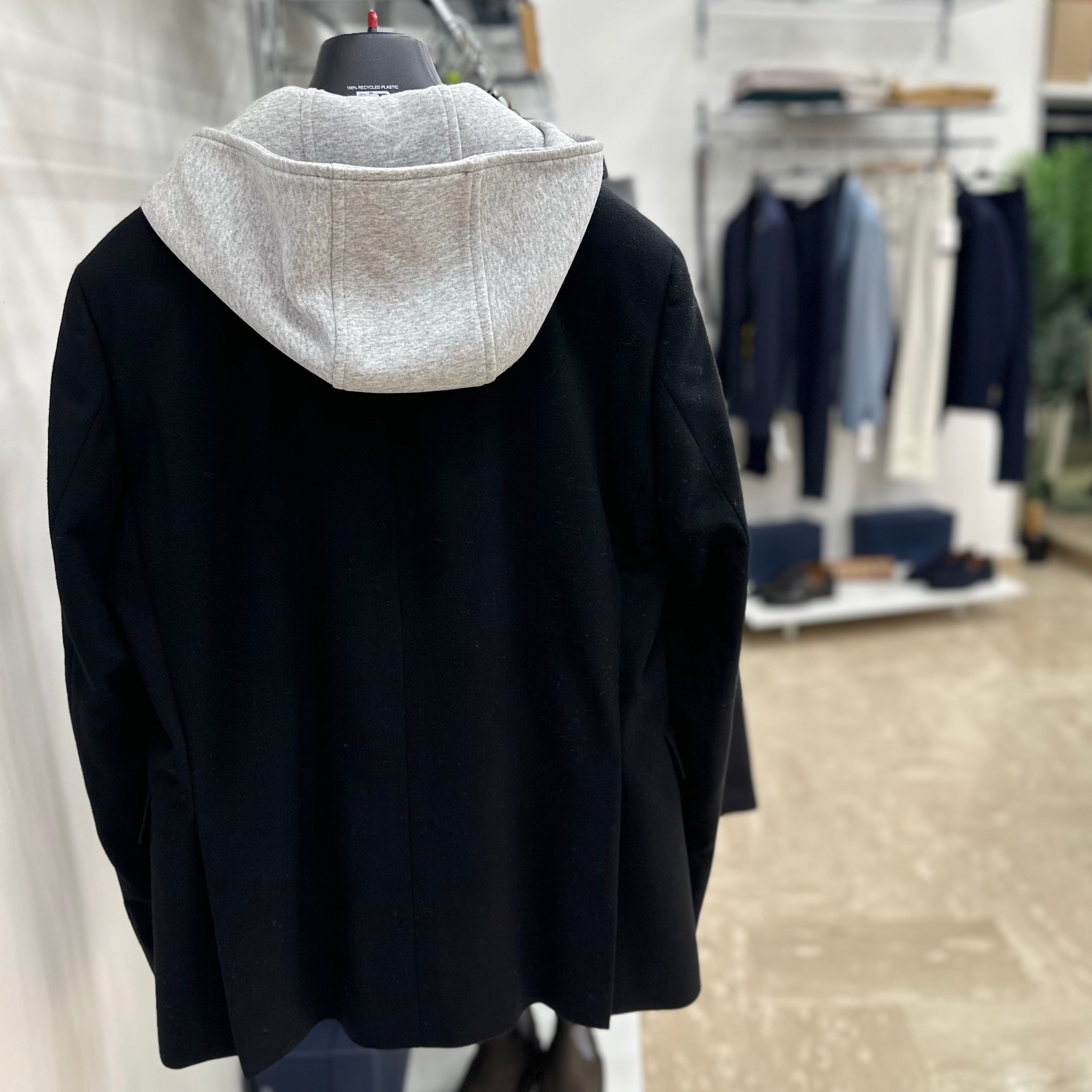 MANUEL RITZ GIACCA MONOPETTO IN MISTO LANA CON CAPPUCCIO RIMOVIBILE - Marcello Fontana Shop