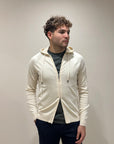 FELPA FULL ZIP CON CAPPUCCIO IN MISTO LANA OFF WHITE - OUTFIT ITALY
