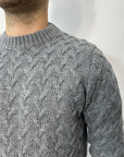 Outfit maglione girocollo trama treccia - Grigio Medio - Marcello Fontana Shop