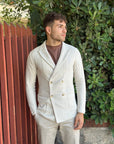 Manuel Ritz giacca maglia doppiopetto resca in cotone bianco - Marcello Fontana Shop