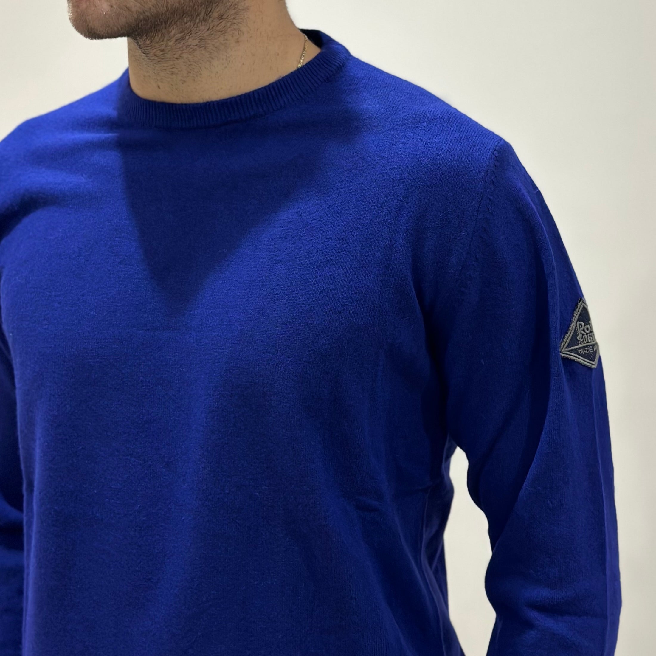 FW25 ROY ROGER'S MAGLIONE GIROCOLLO IN LANA E CASHMERE FINEZZA 12 FRENCH NAVY - Marcello Fontana Shop