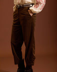 Pantaloni in velluto a coste plissettati cod. WM99P11OLV - Militare - Meisie
