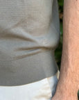 MANUEL RITZ POLO IN COTONE CREPE MILITARE