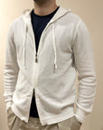 FILO & TELA MAGLIA FELPA FULL ZIP CON CAPPUCCIO BIANCO