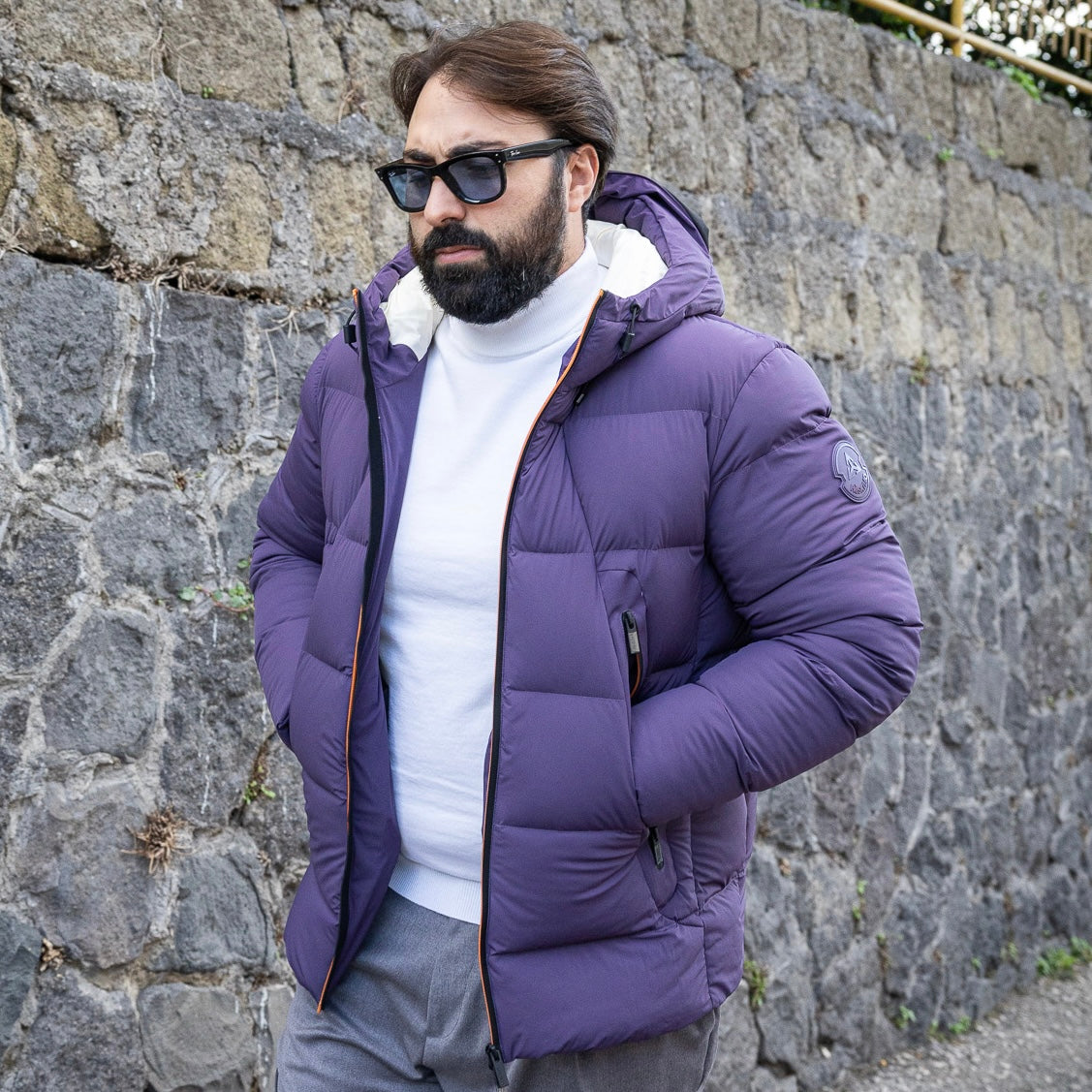 HESKIMO piumino air-short bistretch real down - Viola - Marcello Fontana Shop