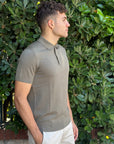 MANUEL RITZ POLO IN COTONE CREPE MILITARE