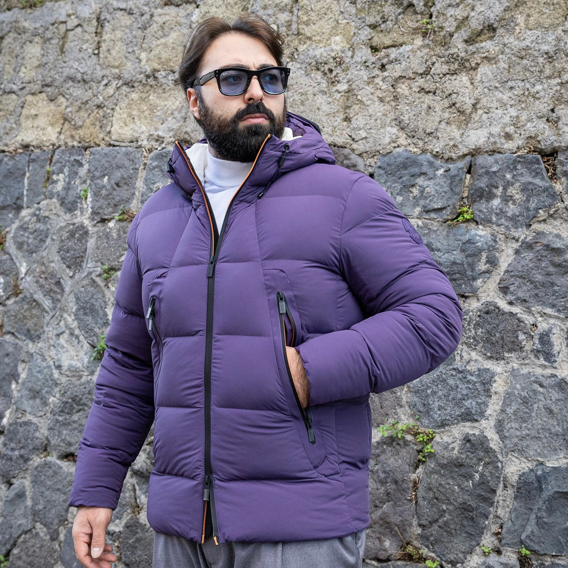 HESKIMO piumino air-short bistretch real down - Viola - Marcello Fontana Shop