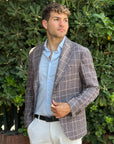 GIACCA MONOPETTO TESSUTO VITALE BARBERIS - QUADRI MORO - Marcello Fontana Shop