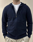 FILO & TELA MAGLIA FELPA FULL ZIP CON CAPPUCCIO NAVY