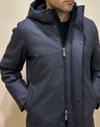 HESKIMO long parka Rubber vera piuma - blu