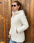PARKA AURELIA LONG VELOUR OFF WHITE - SUNS - Marcello Fontana Shop