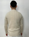 Outfit maglione girocollo trama treccia - Sabbia - Marcello Fontana Shop