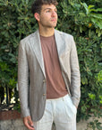GIACCA MONOPETTO IN 100% LINO FANGO - Marcello Fontana Shop
