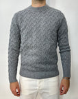 Outfit maglione girocollo trama treccia - Grigio Medio - Marcello Fontana Shop