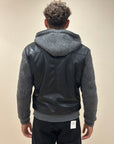 FW25 BOB COMPANY GIUBBOTTO ECO PELLE CON DETTAGLI MAGLIA - NERO - Marcello Fontana Shop