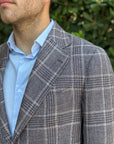 GIACCA MONOPETTO TESSUTO VITALE BARBERIS - QUADRI MORO - Marcello Fontana Shop