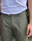 VANDOM PANTALONE GABRIEL IN POPELINE VERDE MILITARE