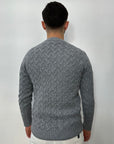 Outfit maglione girocollo trama treccia - Grigio Medio - Marcello Fontana Shop