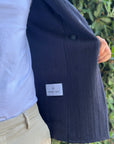 Manuel Ritz giacca maglia doppiopetto resca in cotone blu