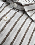 MANUEL RITZ CAMICIA IN LINO/COTONE RIGA MORO