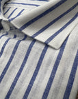 MANUEL RITZ CAMICIA IN LINO/COTONE RIGA AZZURRA