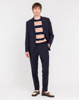 Manuel Ritz abito slim gessato in lana Marzotto natural stretch blu - Marcello Fontana Shop