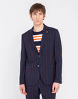 Manuel Ritz abito slim gessato in lana Marzotto natural stretch blu - Marcello Fontana Shop