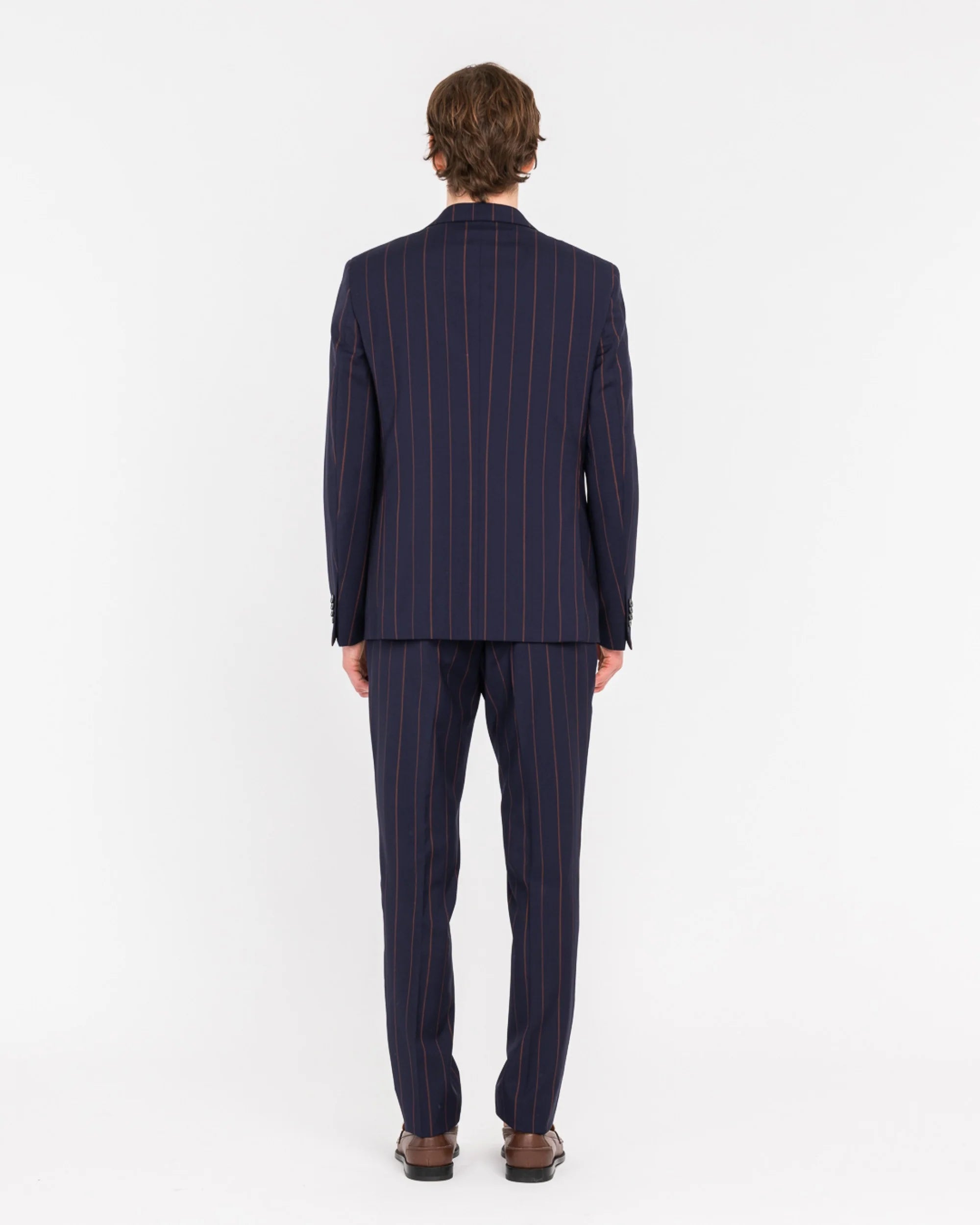 Manuel Ritz abito slim gessato in lana Marzotto natural stretch blu - Marcello Fontana Shop
