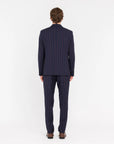 Manuel Ritz abito slim gessato in lana Marzotto natural stretch blu - Marcello Fontana Shop