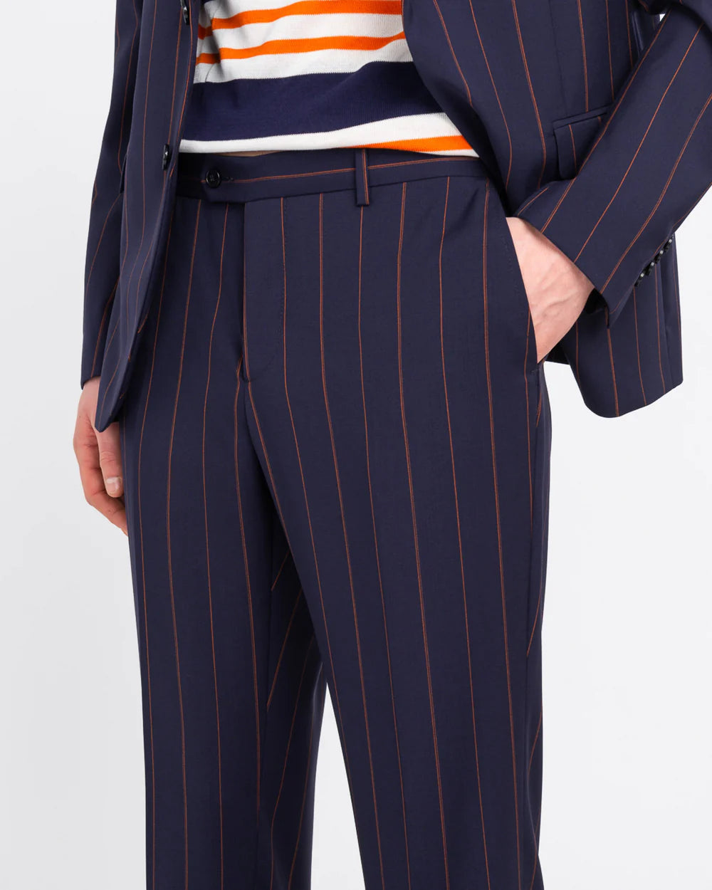 Manuel Ritz abito slim gessato in lana Marzotto natural stretch blu - Marcello Fontana Shop